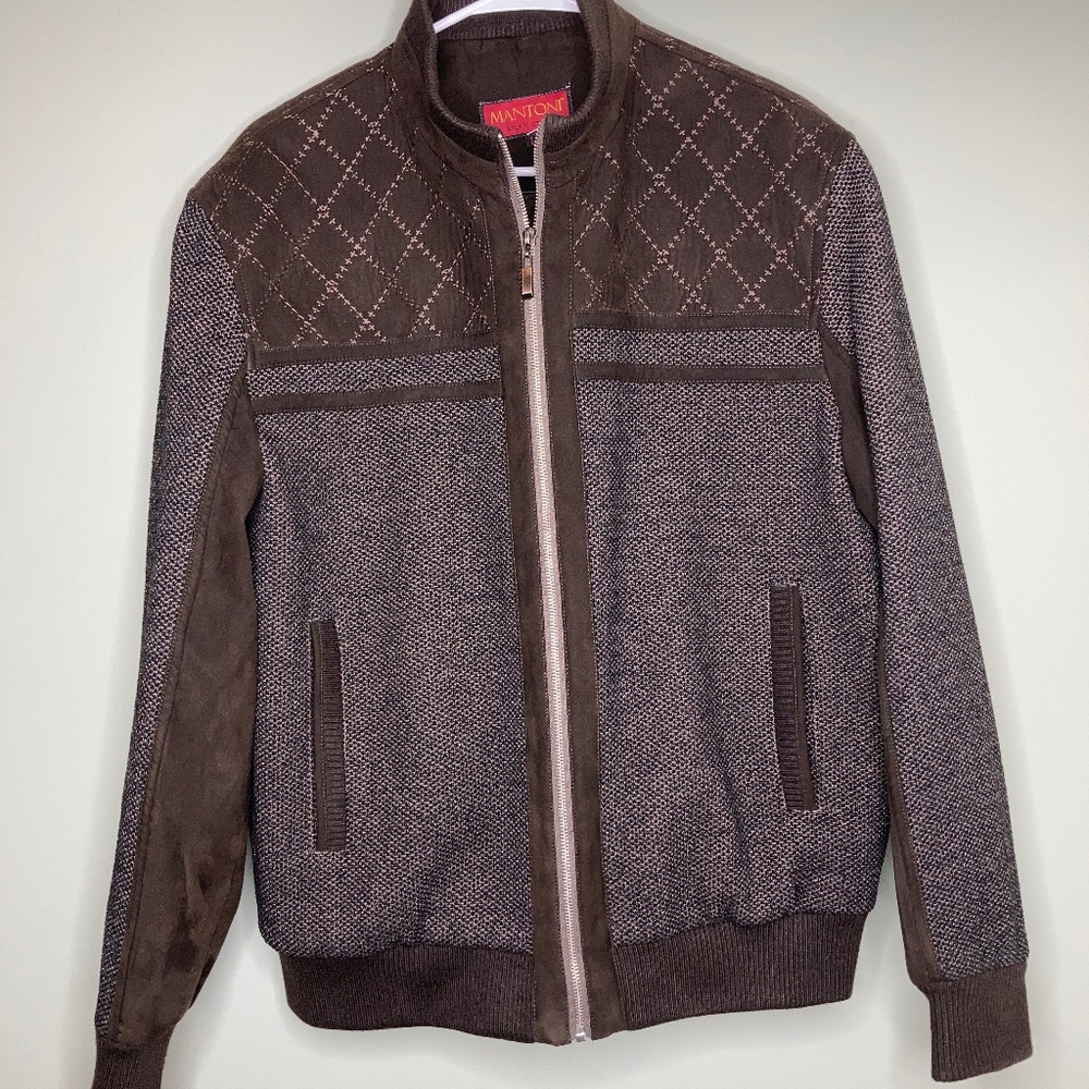 Vintage Mantoni Brown Bomber Wool Zip Up Jacket